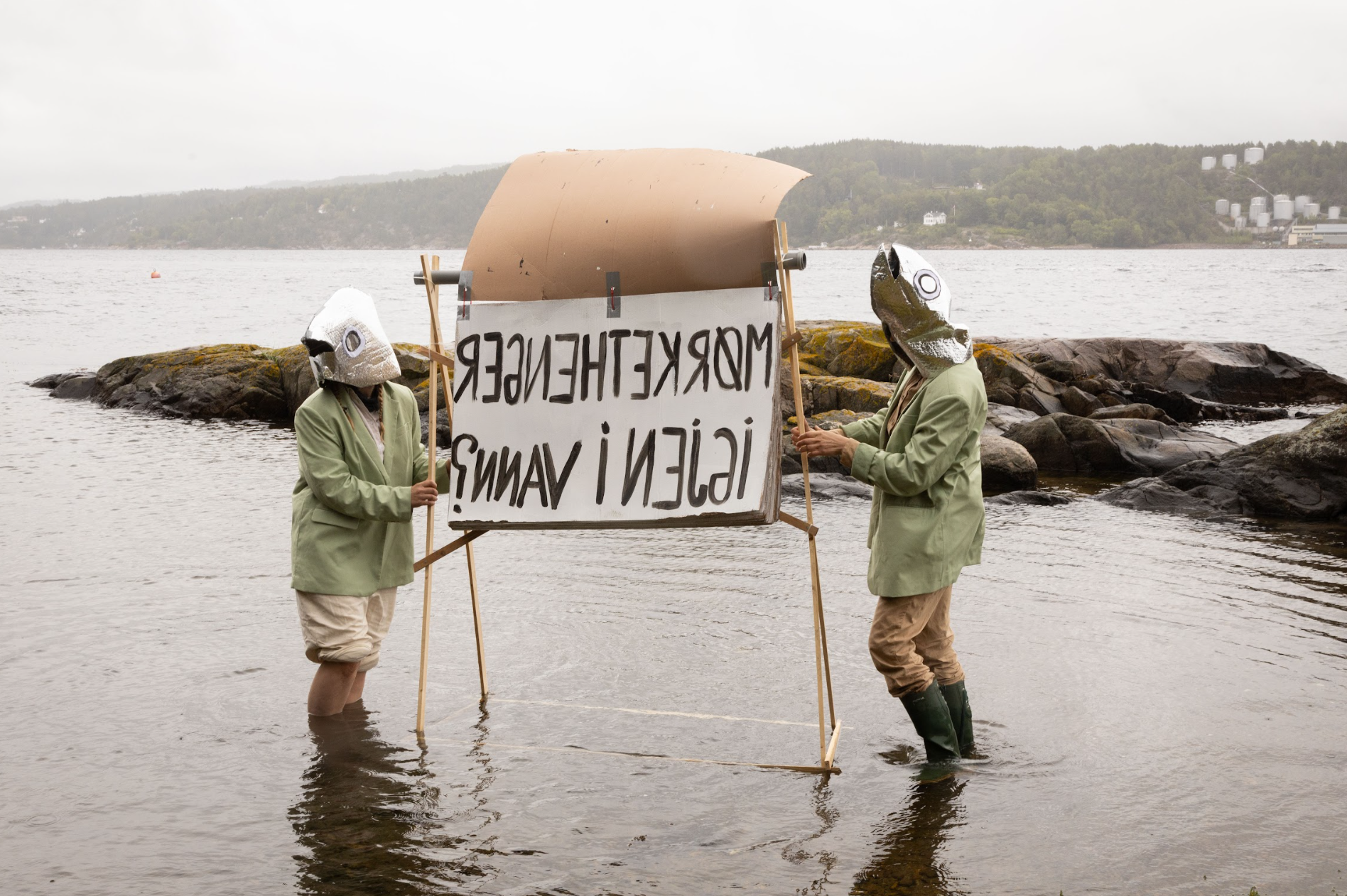 FJORDGLØTT Hazel Barstow, Ragni Halle og Thomas Bergsten, Performance, Lågøya 2024. Foto: Paulina Tamara